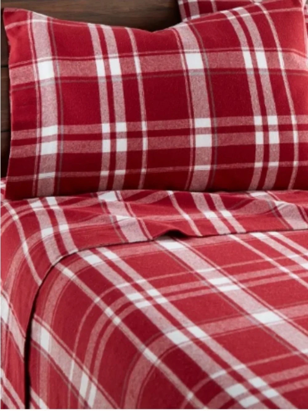 Whisper Organics Red Plaid Flannel Sheet Set Twin Organic Cotton Cozy Cabin